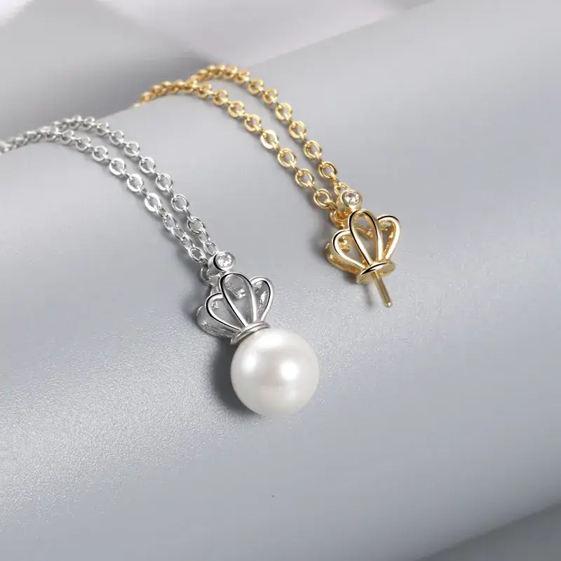 Gold Pearl Crown Necklace for Women - Image 7
