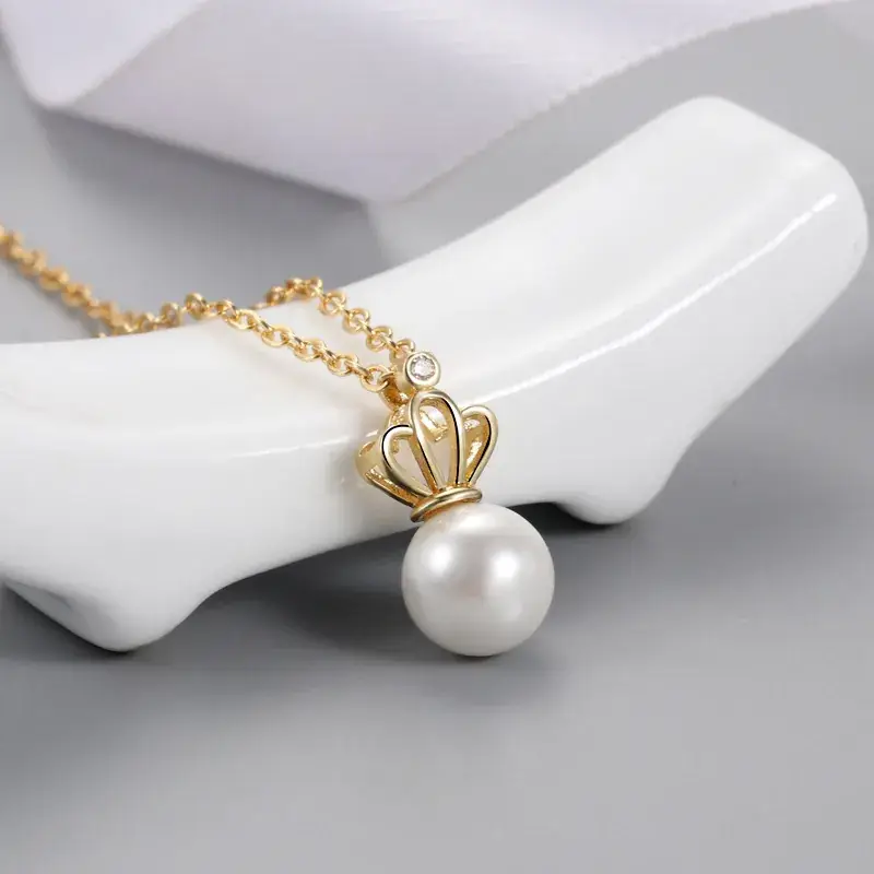 Gold Pearl Crown Necklace for Women - Image 8