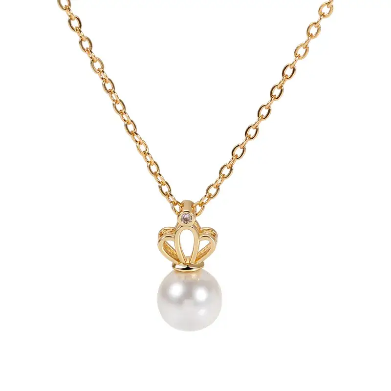 Gold Pearl Crown Necklace for Women - Image 9