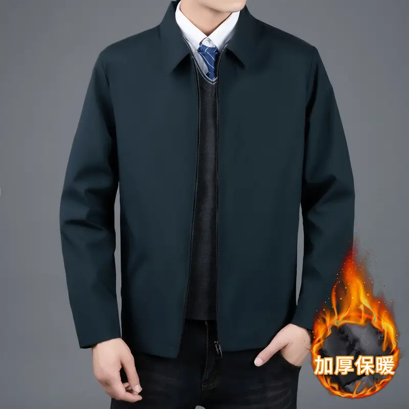 Men's Black Lapel Coat Spring Autumn Warm Business Wear - Image 6