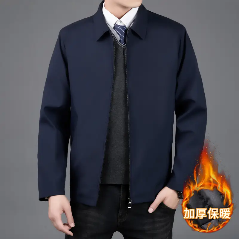 Men's Black Lapel Coat Spring Autumn Warm Business Wear - Image 7