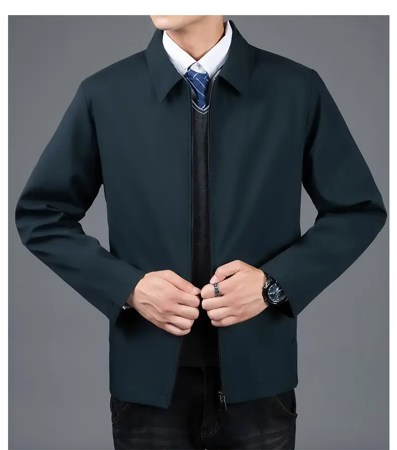 Men's Black Lapel Coat Spring Autumn Warm Business Wear — feature 10