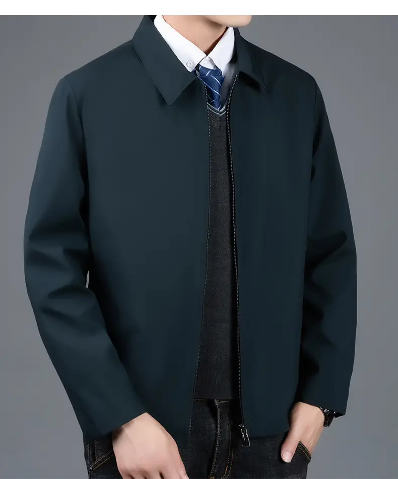 Men's Black Lapel Coat Spring Autumn Warm Business Wear — feature 11