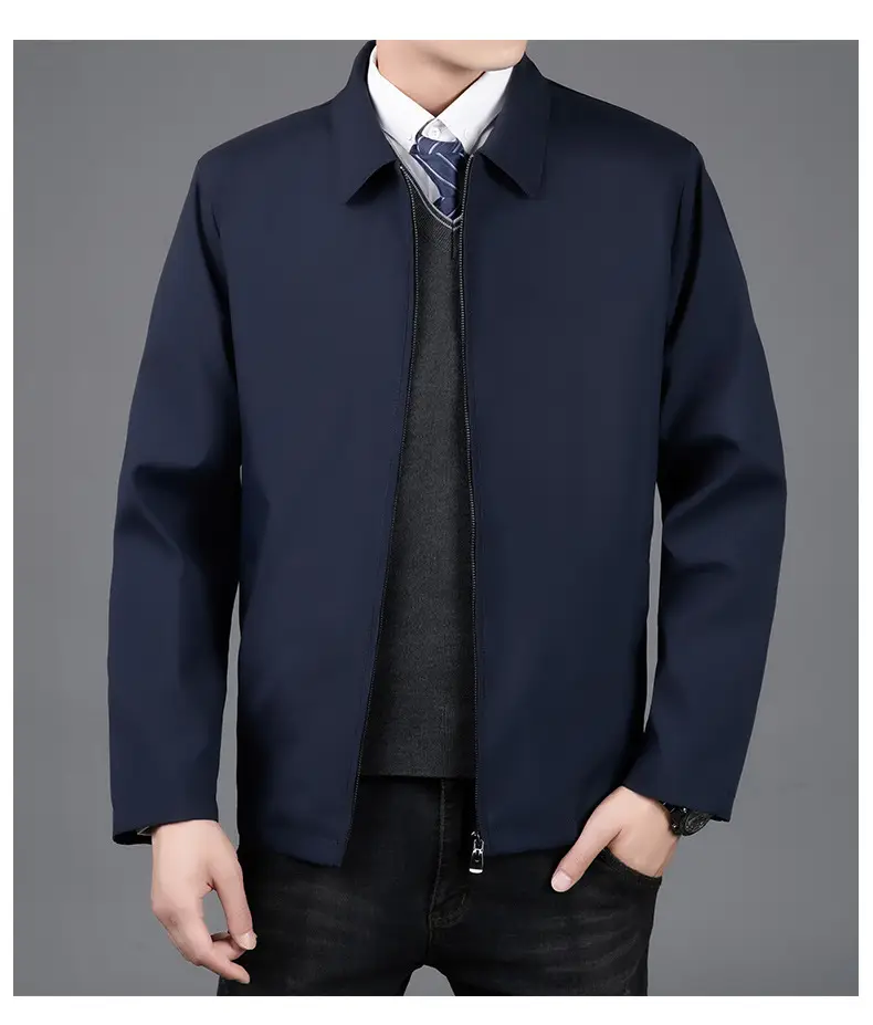 Men's Black Lapel Coat Spring Autumn Warm Business Wear — feature 12