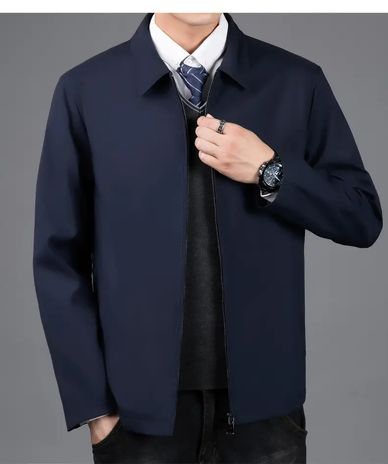 Men's Black Lapel Coat Spring Autumn Warm Business Wear — feature 13