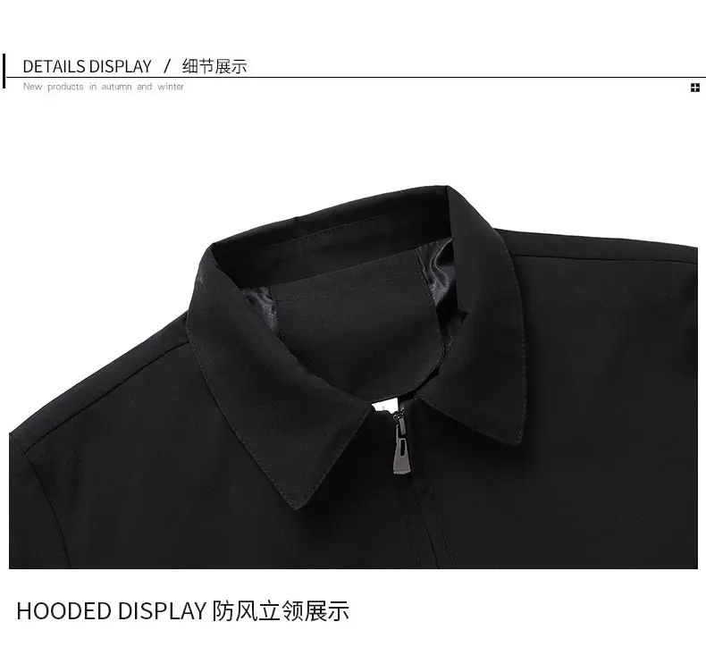 Men's Black Lapel Coat Spring Autumn Warm Business Wear — feature 14
