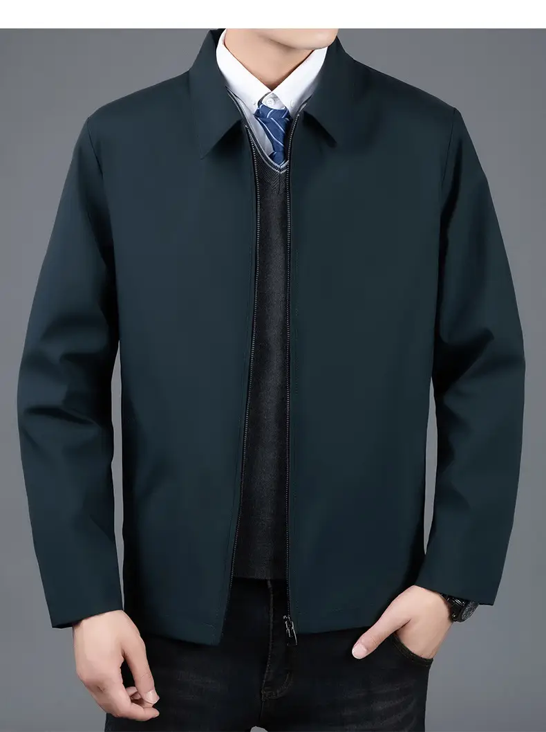 Men's Black Lapel Coat Spring Autumn Warm Business Wear — feature 9