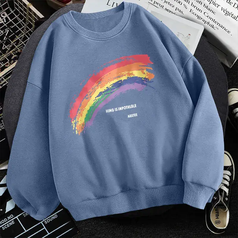 2022 Blue Korean Style Long Sleeve T-Shirt for Men