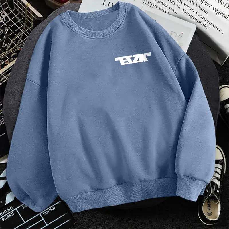 2022 Blue Korean Style Long Sleeve T-Shirt for Men
