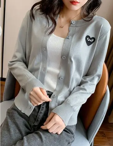 Women's White Embroidered Knit Cardigan Long Sleeve Winter Top - Image 2