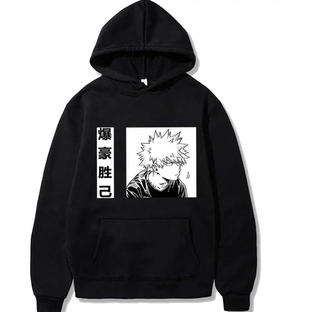 Black Hoodie with Boku Anime Design for Men - Image 5