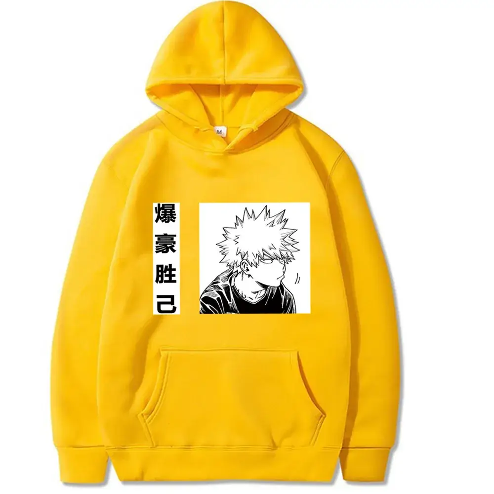 Black Hoodie with Boku Anime Design for Men - Image 2