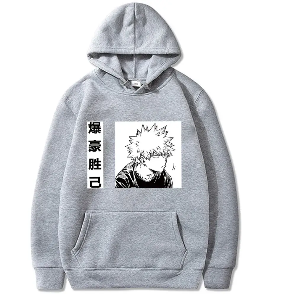 Black Hoodie with Boku Anime Design for Men - Image 4