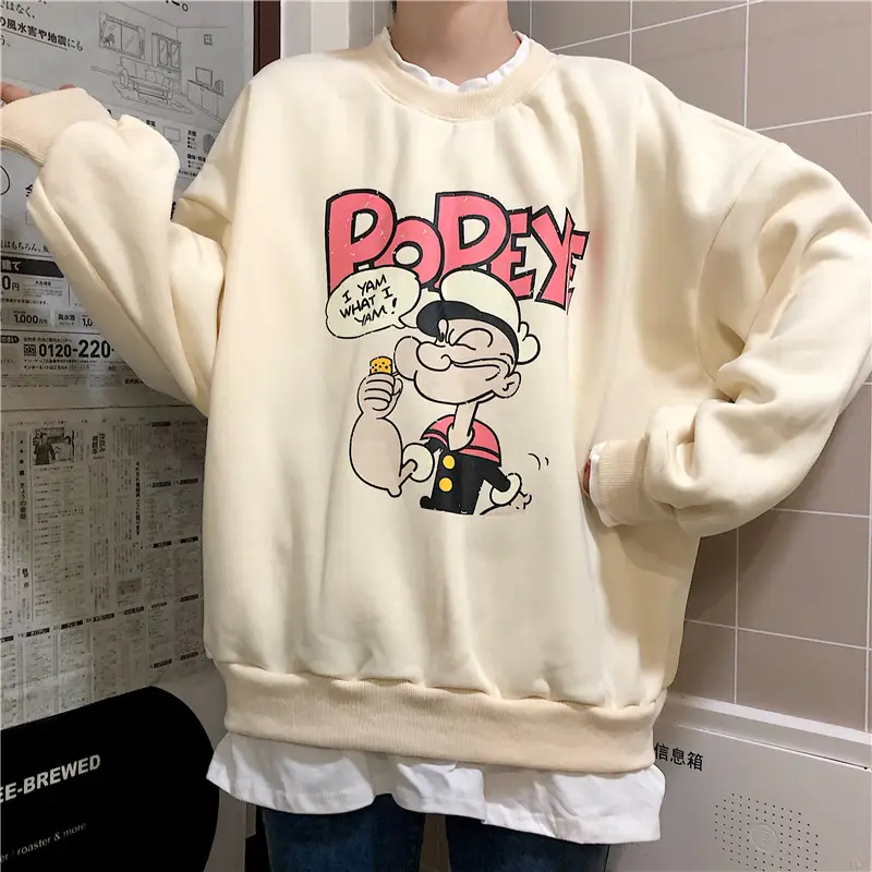 2020 Cartoon Printed Long Sleeve Women's Sweater Blue — feature 20