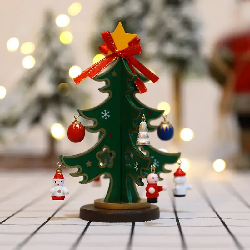 Wooden Christmas Tree Decorative Props Set - Image 4