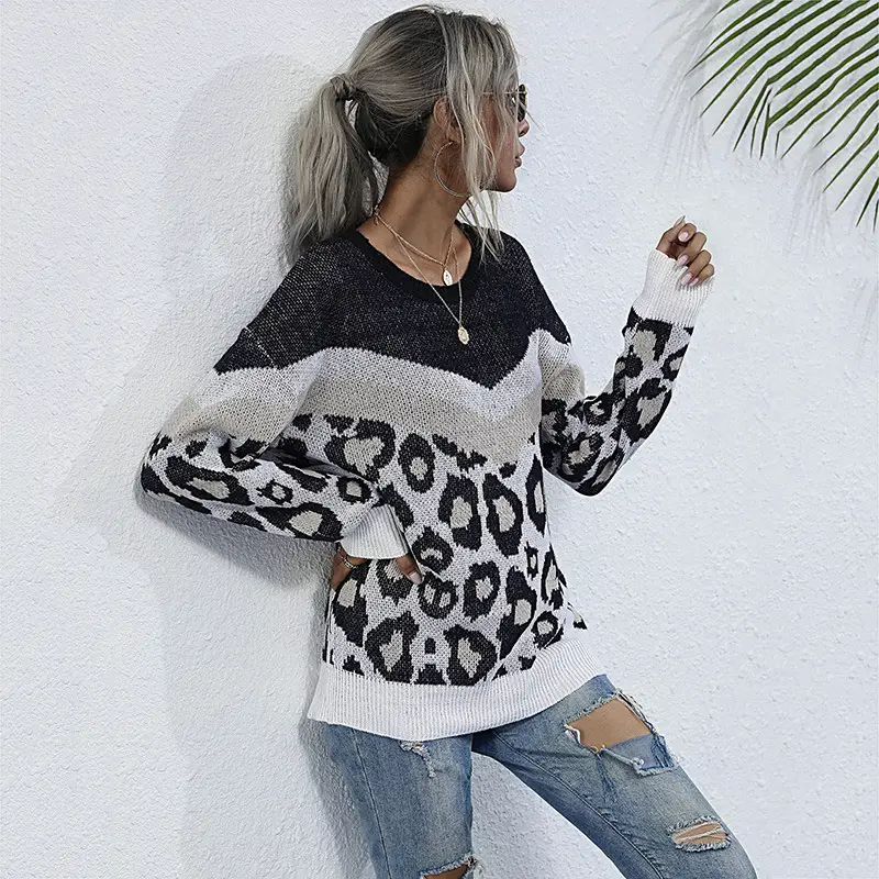Bai Fen Zhi Yi Leopard Print Long Sleeve Sweater - Image 3