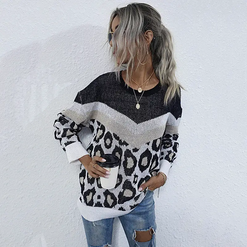 Bai Fen Zhi Yi Leopard Print Long Sleeve Sweater - Image 4