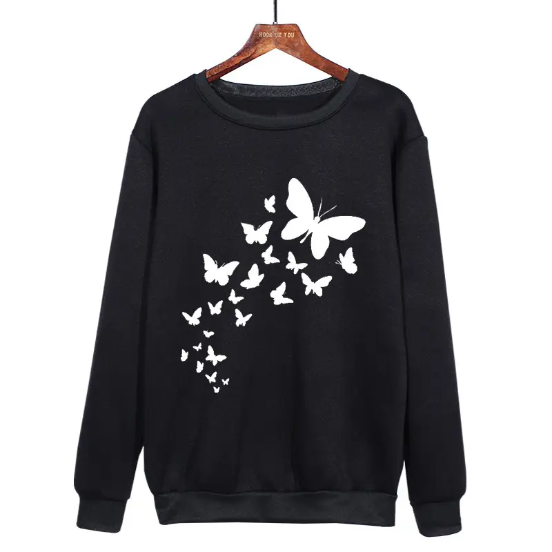 Pink Butterfly Printed Sweatshirt Long Sleeve - Image 3