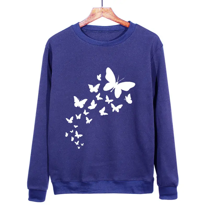 Pink Butterfly Printed Sweatshirt Long Sleeve - Image 4