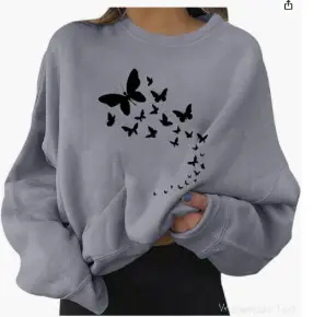Pink Butterfly Printed Sweatshirt Long Sleeve - Image 7