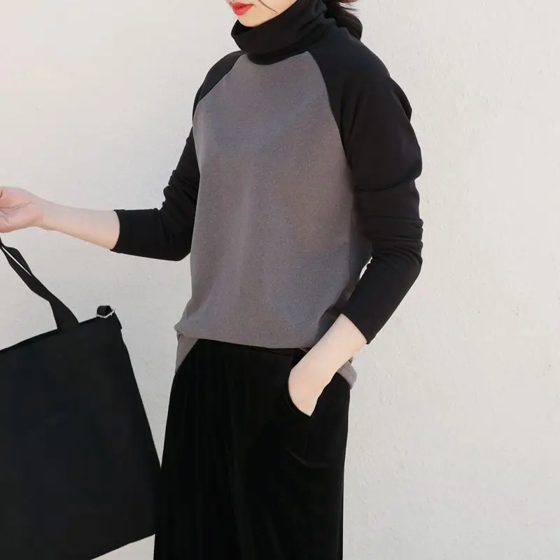 2020 Women's Winter Fleece Sweater Grey Black Large - Image 3