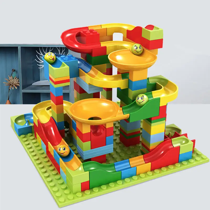 Children's assembled ball slide building blocks 168 large and small particles assembling toys educational gifts for boys and girls