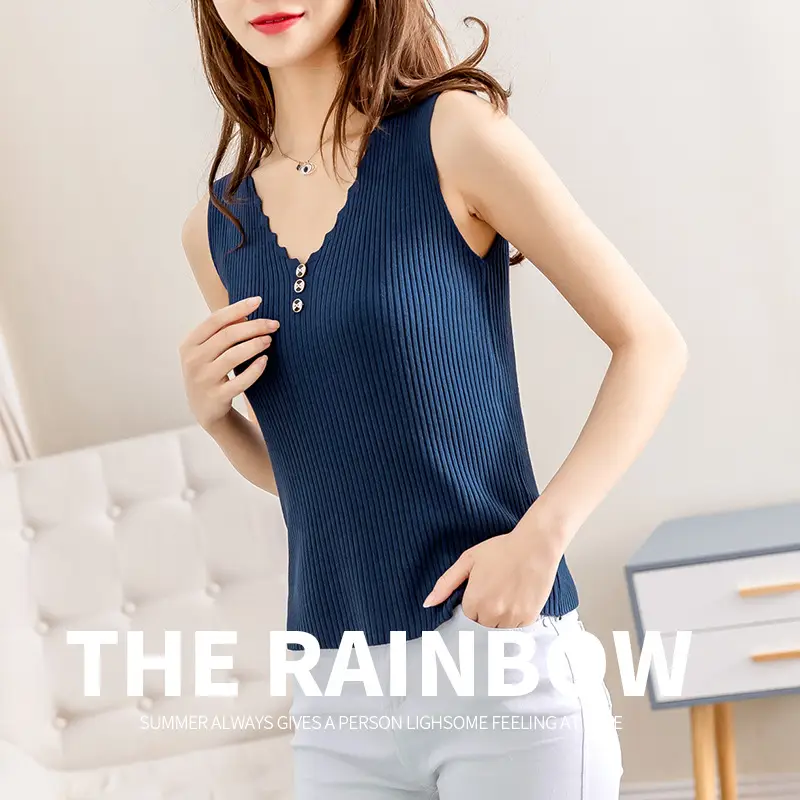 Women V Neck Sleeveless Camisole Ice Silk Summer - Image 11