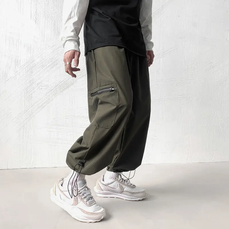 Men's Drawstring Cropped Pants Plus Size Casual Student Pants - Image 3