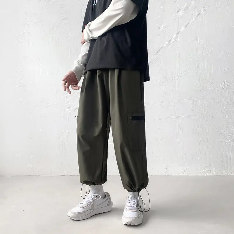 Men's Drawstring Cropped Pants Plus Size Casual Student Pants - Image 4