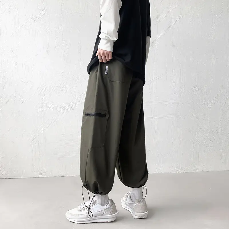 Men's Drawstring Cropped Pants Plus Size Casual Student Pants - Image 5