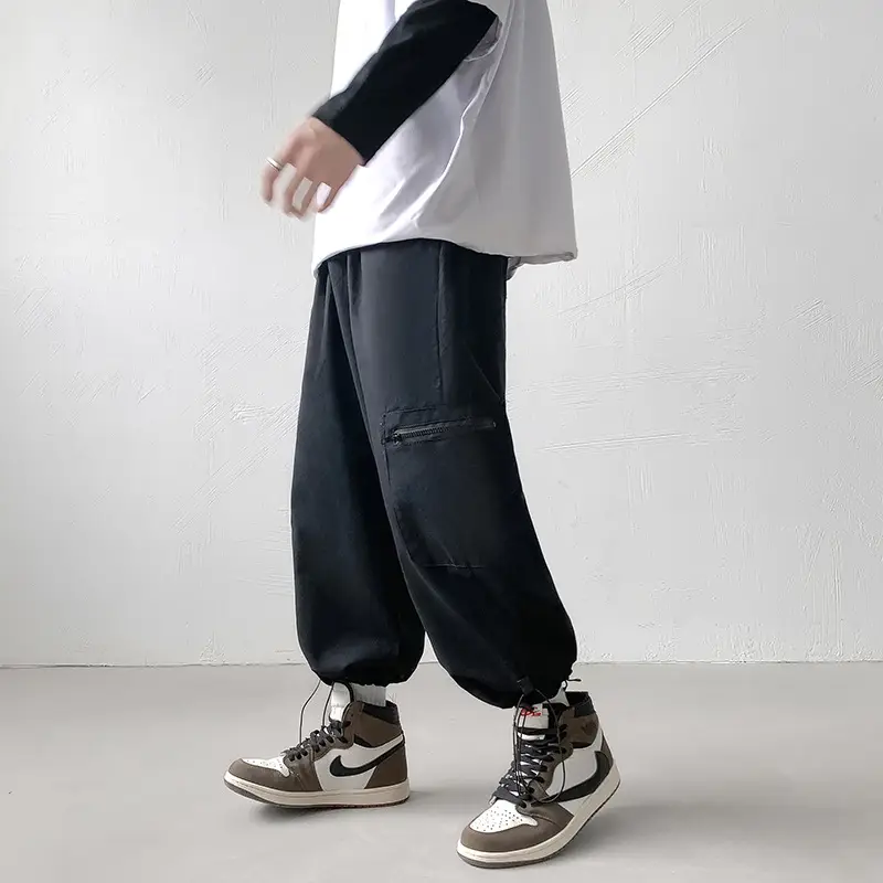 Men's Drawstring Cropped Pants Plus Size Casual Student Pants - Image 6