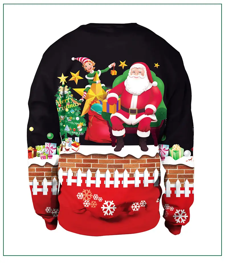 Santa Claus Digital Print Sweatshirt Red Black Winter — feature 11