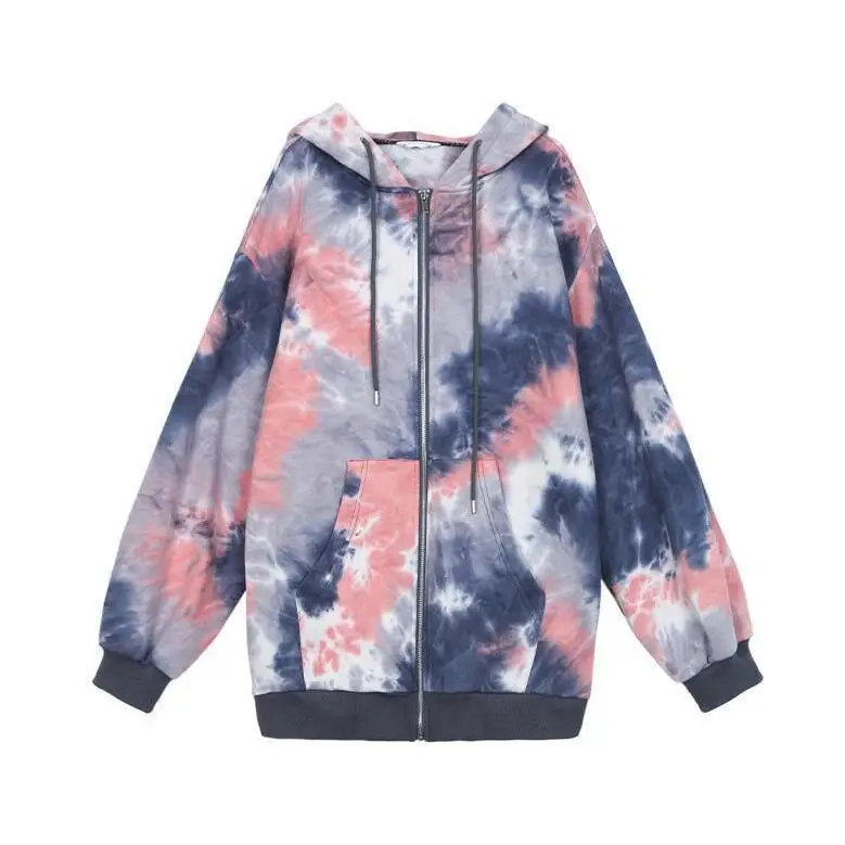 Women Tie-dyed Hoodie Mid-length 2020 Winter - Image 6