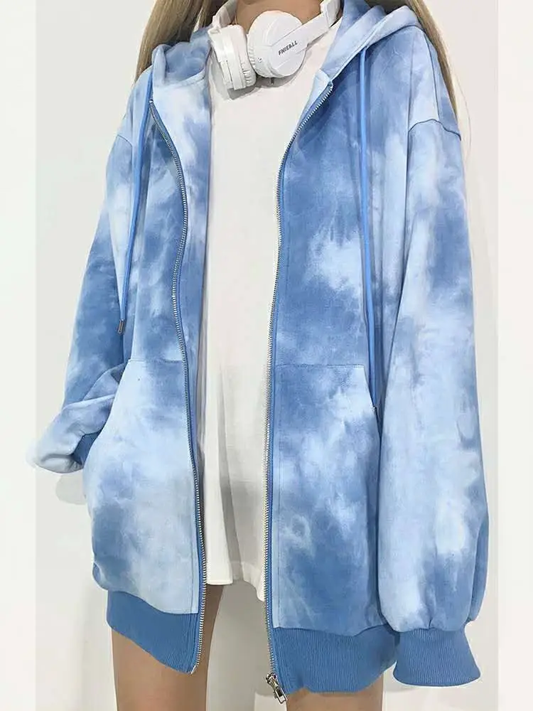 Women Tie-dyed Hoodie Mid-length 2020 Winter — feature 2