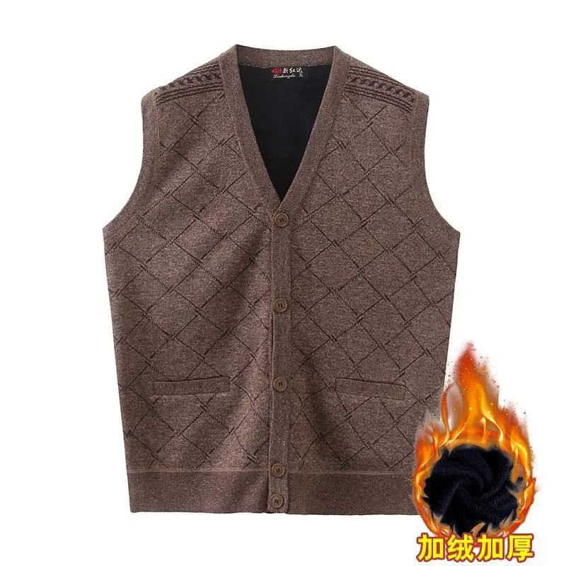 Middle-aged Men Fleece Vest Navy Blue Extra Large - Image 6