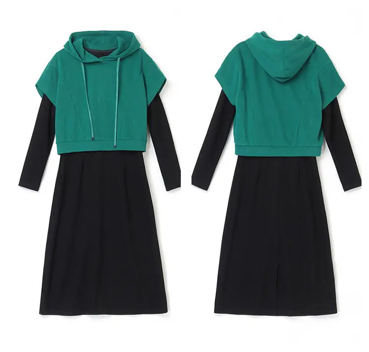 Women's 2-Piece Hooded Hoodie & Sweatshirt Set Grey Black — feature 28