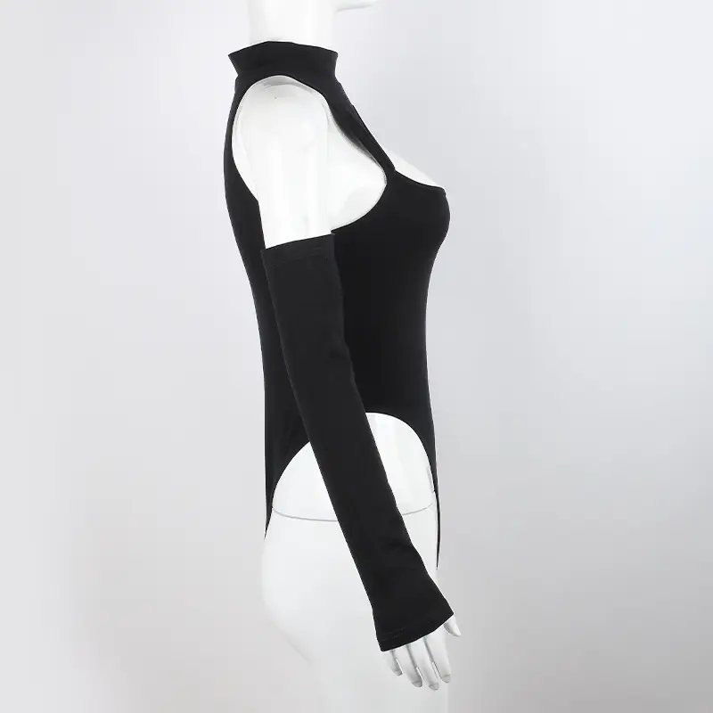 Black Hollow-Out High-Slit Jumpsuit for Women — feature 10
