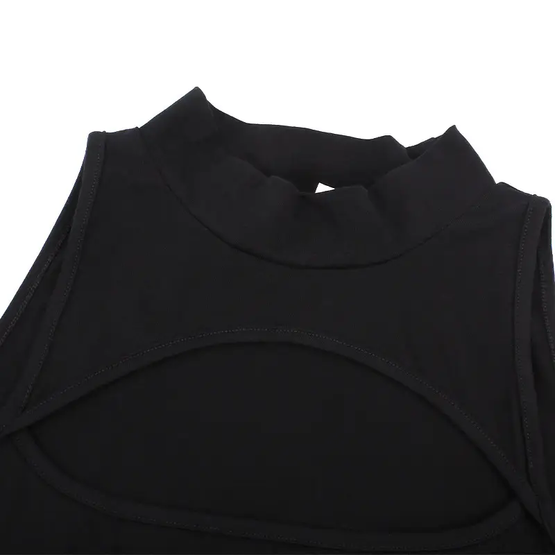 Black Hollow-Out High-Slit Jumpsuit for Women — feature 12