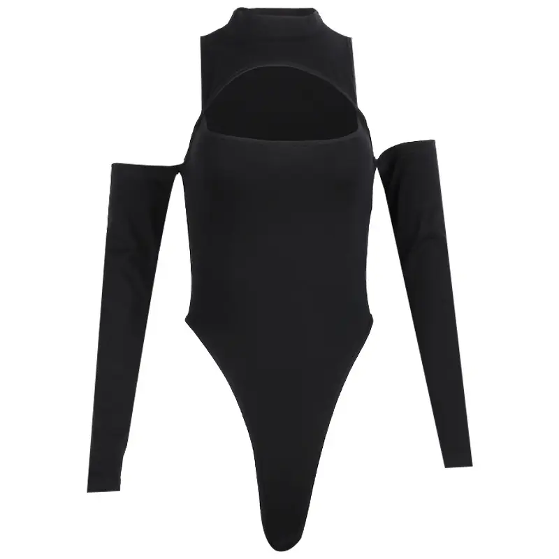 Black Hollow-Out High-Slit Jumpsuit for Women — feature 18