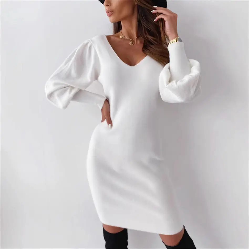 White Lace Backless Dress for Women - Image 4