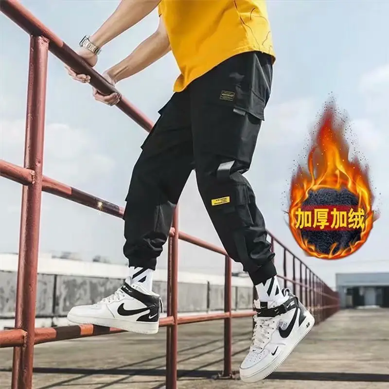 Men Fleece Lined Cargo Pants Black Black - Image 3