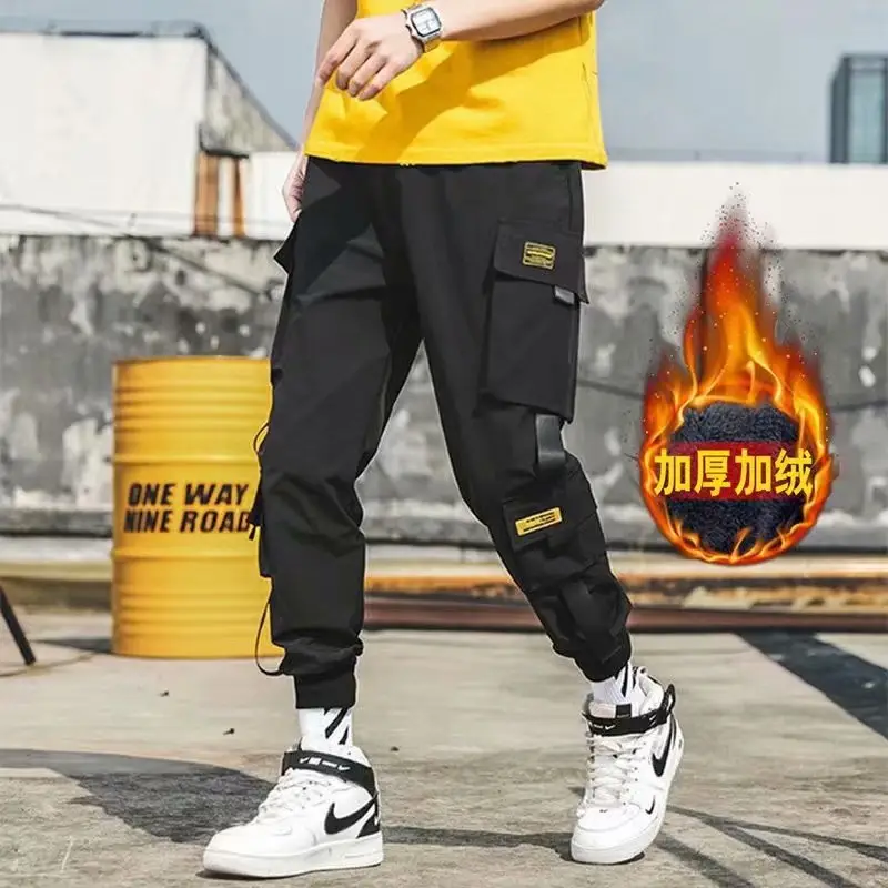 Men Fleece Lined Cargo Pants Black Black - Image 4