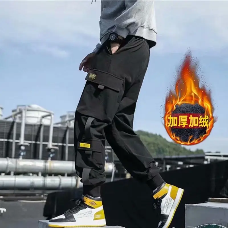Men Fleece Lined Cargo Pants Black Black - Image 5