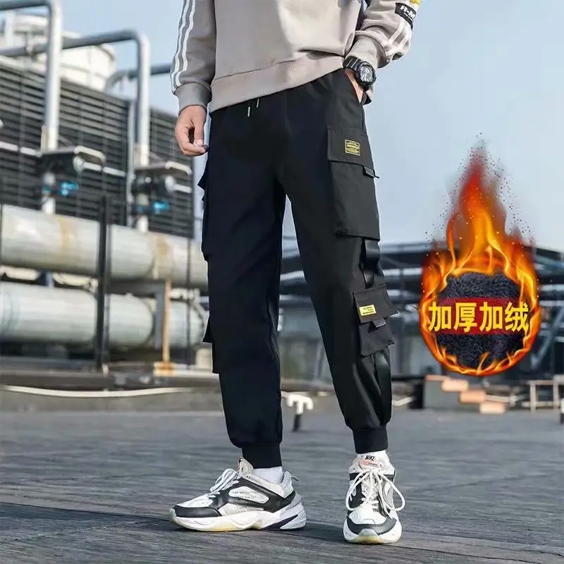 Men Fleece Lined Cargo Pants Black Black - Image 6