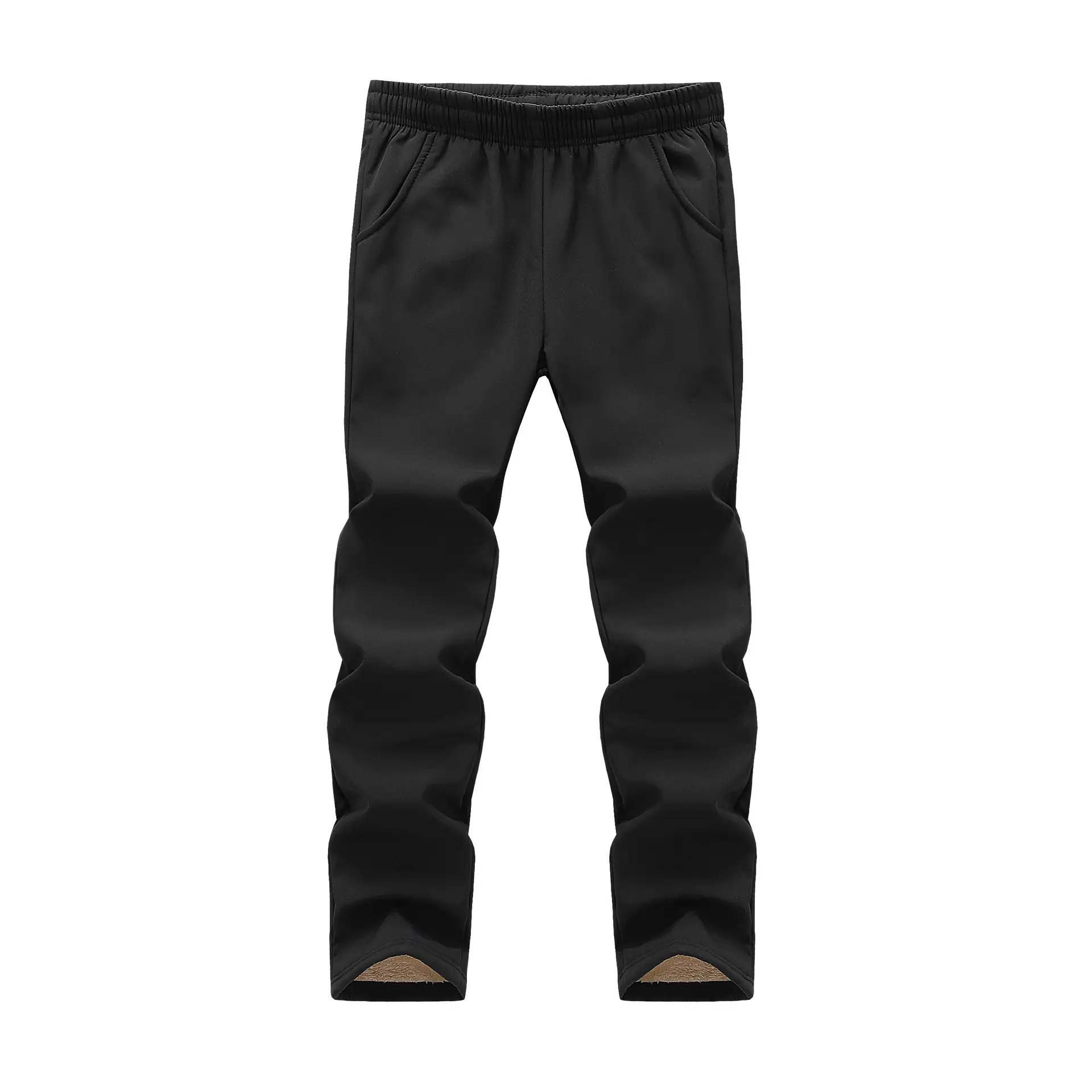 Men Fleece-Lined Casual Pants Beige Loose Fit - Image 6
