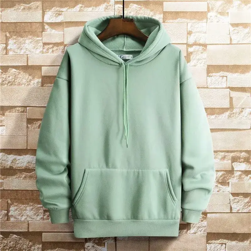 Men's Orange Velvet Hoodie with Drawstring Cap