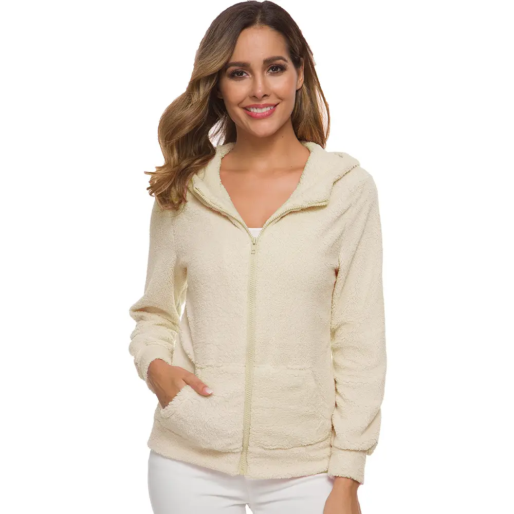 Women's Light Blue Wool Zipper Hoodie - Image 13