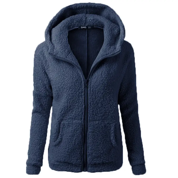 Women's Light Blue Wool Zipper Hoodie - Image 11