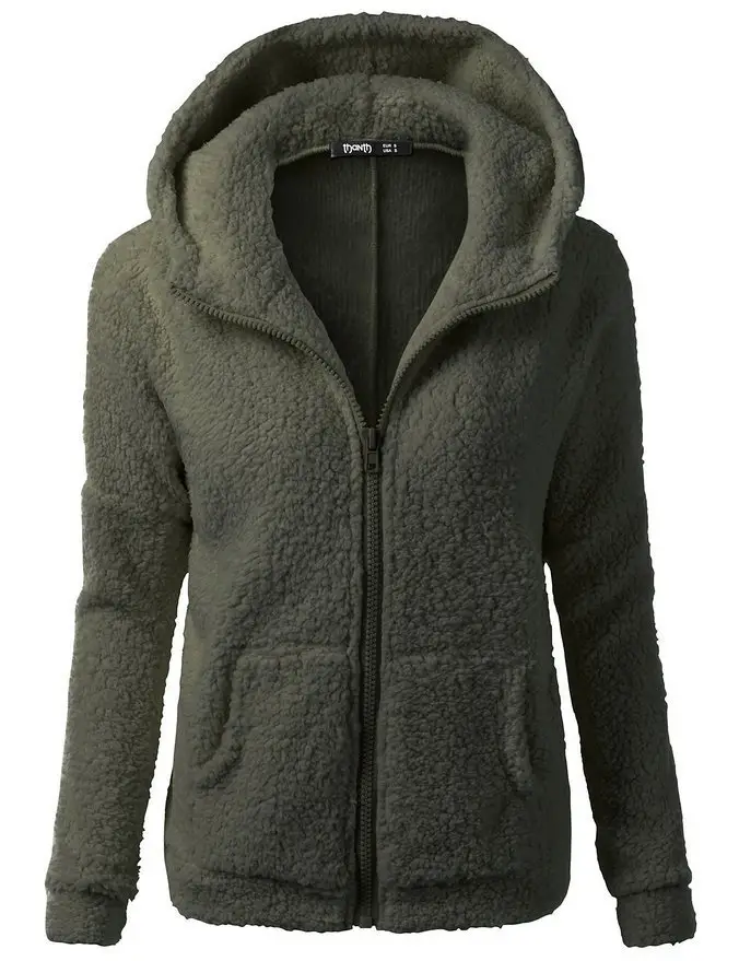 Women's Light Blue Wool Zipper Hoodie - Image 8