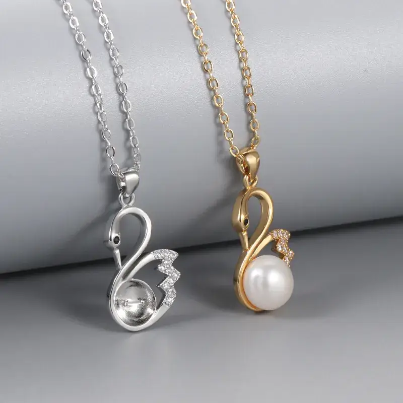 Gold Swan Pearl Pendant Necklace for Women - Image 6